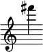 { \new Staff \with { \remove "Time_signature_engraver"} {\clef treble fis'''4}}
