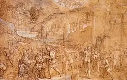 Постная Вечеря. 1567. Бумага, перо, сепия, белила. Эскиз фрески в Пьяченце (разрушена в 1943 году). Королевская библиотека, Виндзор