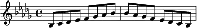 K:Bbm
B, C D E F G A B | B A G F E D C B,|