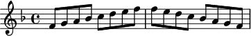 K:F
F G A B c d e f | f e d c B A G F|