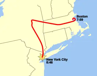 Схема полёта рейса 011