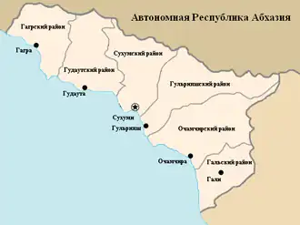 Абхазская Автономная Республика на карте