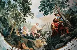 Крещение Иисуса в Иордане. Роспись конхи апсиды церкви аббатства Нересхайм, Баден-Вюртемберг. 1770—1775. Деталь