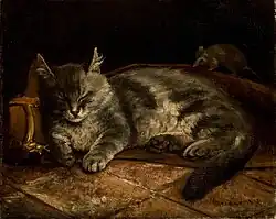 Спящий кот и крыса , 1864