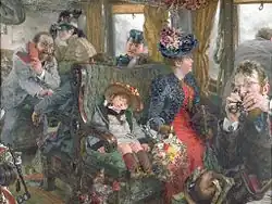 Сценка в поезде, следующем через красивую местность, 1892