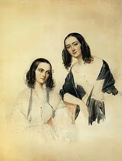 Портрет Аграфены Петровны и Надежды Петровны работы Григория Гагарина, начало 1840-х гг.