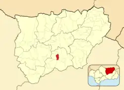 Расположение муниципалитета Альбанчес-де-Убеда на карте провинции