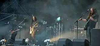 Живое выступление Alcest на фестивале Party.San Metal Open Air в 2013 г. Слева направо: Indria, Neige, Zero