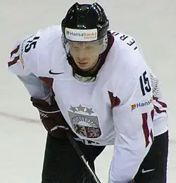 В составе сборной Латвии на Чемпионате мира 2008 года.