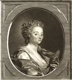 Портрет актрисы Александрины Фанье. Ок. 1773. Офорт по рисунку Ж.-М. Моро