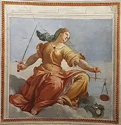 Aллегория Правосудия. Фреска плафона Галереи Поччетти. Палаццо Питти, Флоренция