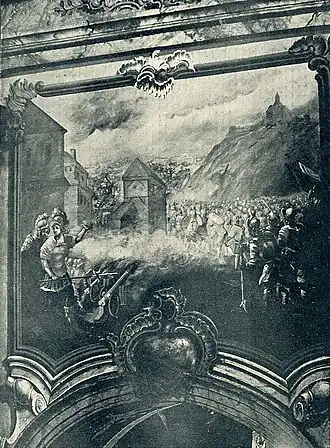 «Взятие замка московитами». Фрески Вознесенского костёла кармелитов в Мстиславле