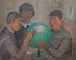 Владимир Образцов. «Киргизские мальчики у глобуса», 1930 г.