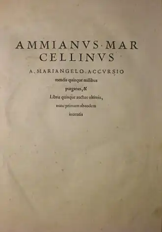 Титульный лист книги Аммиана издания Аккурзия (Аугсбург, 1533)