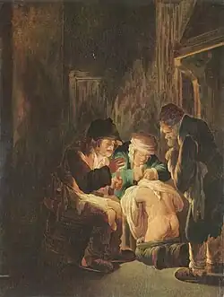 Охота на блох при свечах. 1630. Бумага на холсте, масло. Музей изобразительных искусств, Зугло, Венгрия