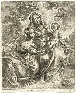 «Анна втроём» (Anna selbdritt): Святая Анна, Дева Мария и младенец Христос). Между 1626 и 1678. Офорт