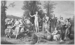 Парнас. По фреске А. Р. Менгса. 1784. Гравюра резцом