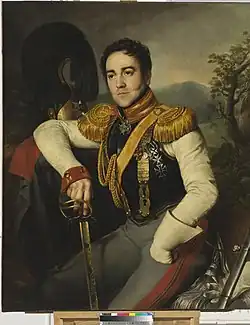 В. С. Апраксин в форме полковника лейб-гвардии Конного полка.Портрет работы Н. С. Крылова, 1829 год. Эрмитаж