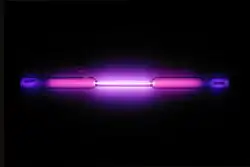 Glass tube shining purple