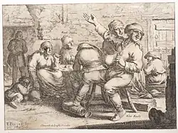 Сцена в таверне. Офорт по рисунку П. С. Поттера