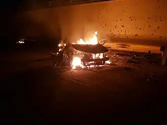 Уничтоженный ракетным ударом автомобиль Сулеймани