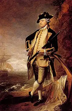 "Граф Бристоль" Томаса Гейнсборо с его кораблем "Дракон" и замком Моро на заднем плане