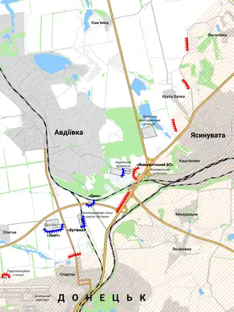 Позиции сторон по состоянию на 2017 год позиции ДНР территория, контролируемая ДНР позиции ВСУ