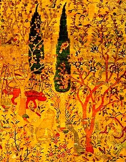 Фрагмент тебризского ковра в Музее декоративного искусства в Париже