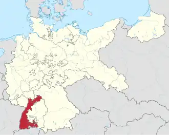 Республика Баден на карте Германии