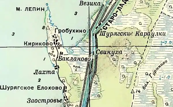 Деревня Шурягские Караулки на карте 1940 года