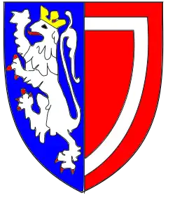 Герб Дерворгилы Галлоуэйской и её мужа Джона де Баллиола; Внутренняя кайма последнего димидиирована[англ.]