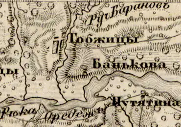 Деревня Гобжицы на карте 1863 года