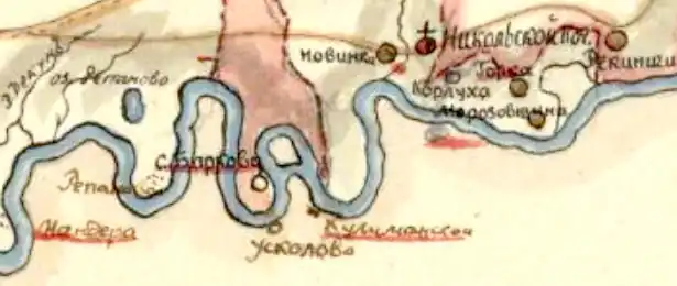 Деревня Новинка на плане 1818 года