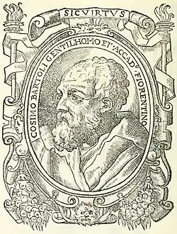 Гравюра неизвестного художника из книги Бартоли «Raggionamenti» (1567)