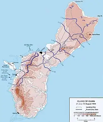 Карта сражения за Гуам