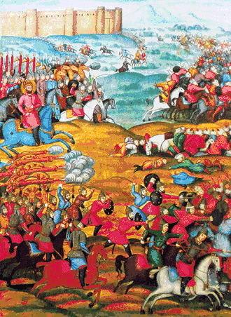 Войска Надир-шаха против хорезмийцев в битве при Питнаке