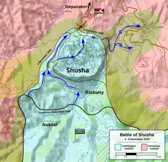 Битва за Шушу на карте