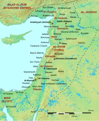 Карта Сирии с указанием места битвы