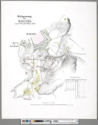 План осады Касселя в 1761 г.