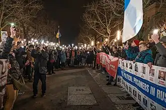 Митинг у российского посольства в Берлине вечером 16 февраля