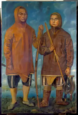 Портрет гренландцев Пуука и Квиперока. Худ. — Бернхард Гродтшиллинг[дат.] (1724)