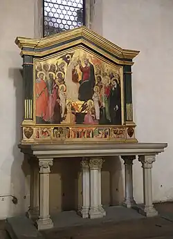 Капелла Даванцати. Алтарь (доссаль). Биччи ди Лоренцо. Коронование Девы Марии и двенадцать святых. До 1430