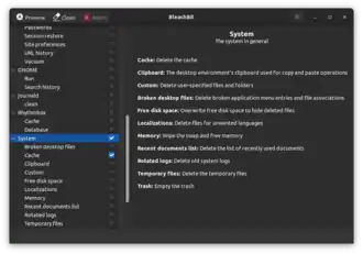 Скриншот программы BleachBit