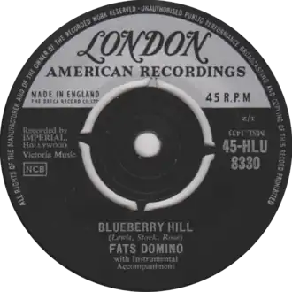 Обложка сингла Фэтса Домино «Blueberry Hill» (1956)