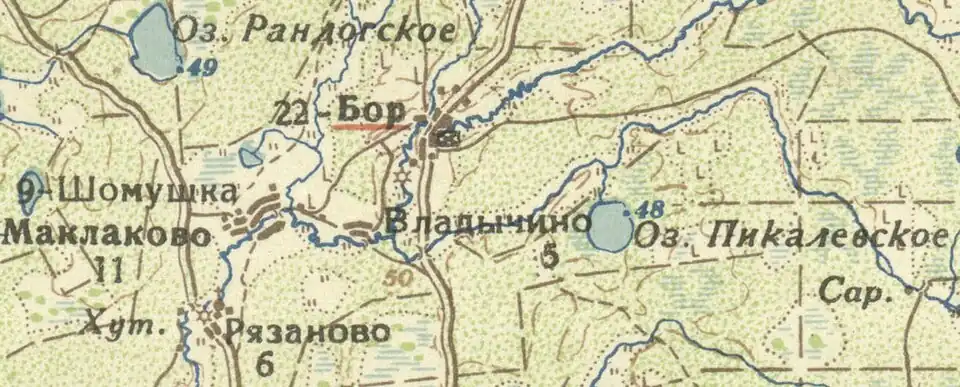 Деревня Шомушка на карте 1932 года