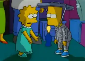 Лиза разговаривает с Бартом, который из-за действия таблеток утверждает, что за ним следят бейсболисты