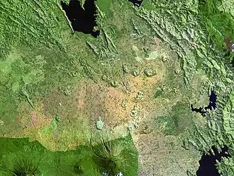 Район вулкана Буньяругуру. Снимок НАСА (Landsat).
