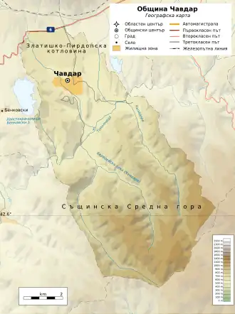 Община Чавдар на карте