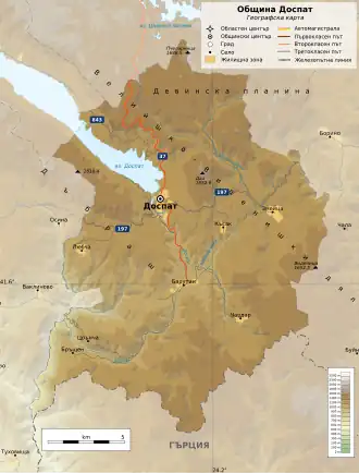 Община Доспат на карте