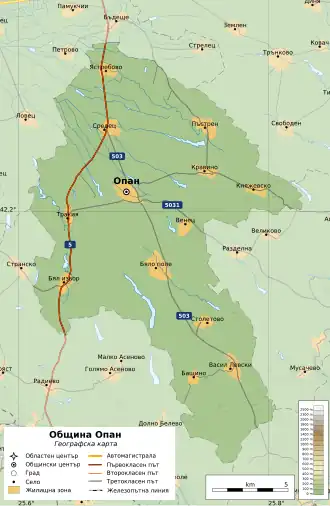 Община Опан на карте